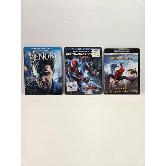 Marvel 3D Spiderman | Venom | Spiderman Homecoming Blu-Ray Bundle | Disney Lot - Picture 1 of 3